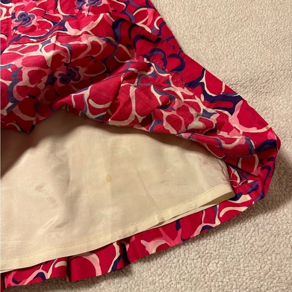 Lilly Pulitzer Silk Festiva Print Pleated Skirt Pink Floral Vintage Vtg - Picture 8 of 10